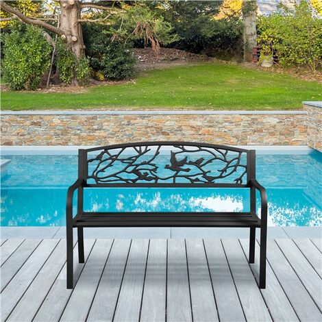 Metall Gartenbank Für 3 Personen - Outdoor Sitzbank 150cm