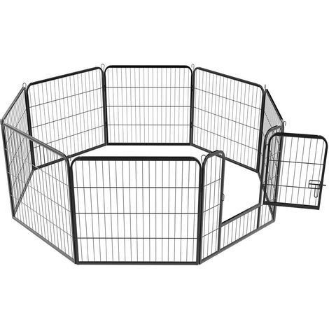 Yaheetech Welpenlaufstall Freilaufgehege Welpenauslauf Hundelaufstall Tierlaufstall für Kleintiere, mit Tür (8 Panele 80 x 80 cm)
