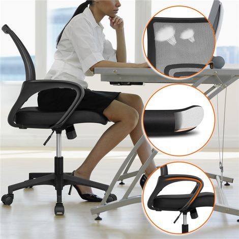 Yaheetech Bürostuhl Drehstuhl ergonomischer Schreibtischstuhl  höhenverstellbar Chefsessel mit Rollen Große Sitzfläche