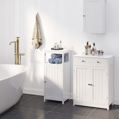 Yaheetech Badschrank Badezimmerschrank Küchenschrank Kommode Aufbewahrungsschrank mit Schublade und Doppeltür 60 x 30 x 80 cm