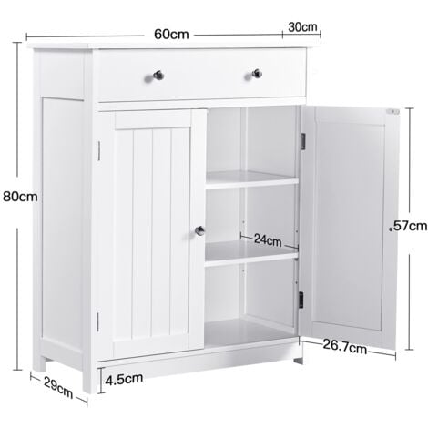Yaheetech Badschrank Badezimmerschrank Küchenschrank Kommode Aufbewahrungsschrank mit Schublade und Doppeltür 60 x 30 x 80 cm