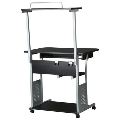 Yaheetech Schreibtisch Computertisch Bürotisch mit Druckerregal und Tastaturablage PC-Laptop-Tisch für kleine Räume Schwarz