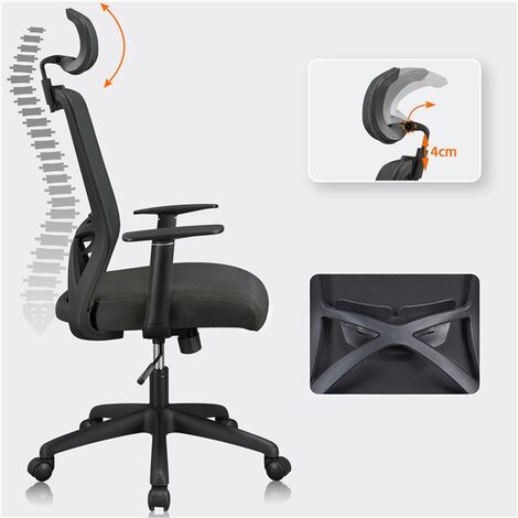 SIHOO Bürostuhl Schreibtischstuhl ergonomisch, Lordosenstütze hohe  Rückenlehne 3D-Armlehnen ~ Mesh schwarz von Heute-Wohnen