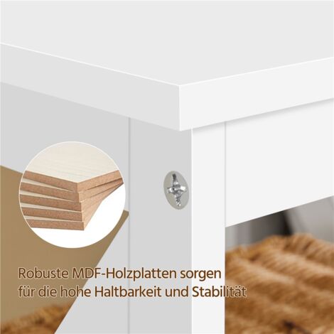 Yaheetech Beistelltisch 3 Ebenen Nachttisch Nachtschrank Sofatisch Couchtisch für Schlafzimmer, Wohnzimmer 40x40x61cm Weiß