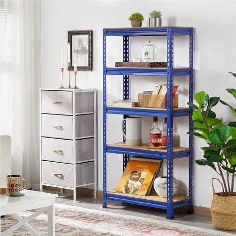 Yaheetech 5 Böden Schwerlastregal 70 cm breit, Speisekammer Regal Lagerregale, Kellerregal Metall, Werkzeugregale, blau