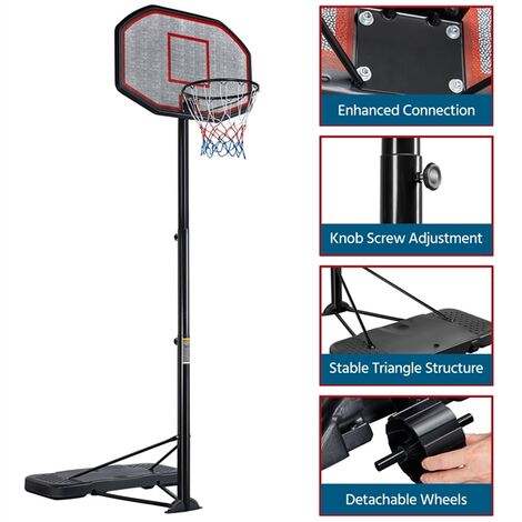 KESSER® Basketballkorb Premium mit Ständer Rollen Inkl. Basketball + Pumpe  verstellbare Korbhöhe 230 bis 305 cm höhenverstellbar Korbanlage Outdoor  komplett Basketballanlage für Erwachsene Kinder