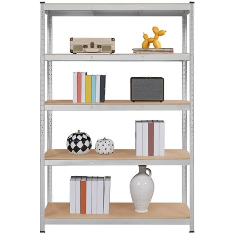Yaheetech Schwerlastregal 180 x 120 x 45 cm Lagerregal 5 Böden Metall Regal Max. Belastbarkeit für jedes Fach: 175kg Silbern