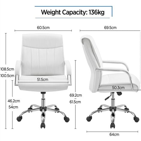 Yaheetech Bürostuhl ergonomisch, Schreibtischstuhl mit klappbaren