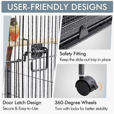 PawHut Große Vogelvoliere 85x49x119cm - Mit Rollen Für Papageien & Sittiche