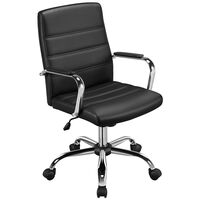 Yaheetech Bürostuhl Drehstuhl Arbeitshocker mit Armlehnen Bürohocker auf Rollen mit Rückenlehne Chefsessel Belastbar bis 130kg Schwarz