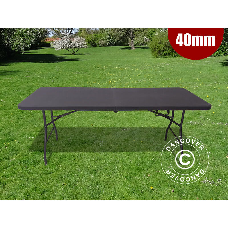 Casaria Mesa Plástico Plegable Aspecto Ratán 180x75cm Multifuncional  Portátil 12Kg Negro Fácil Guardar y Transportar Camping