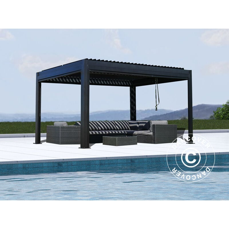 Pérgola para terraza, coche adosada KLEO 4x3m gris