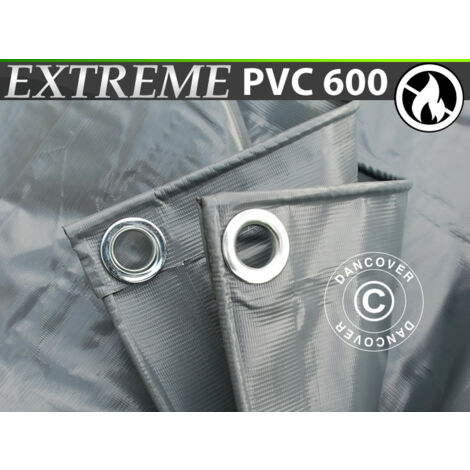 Lona 5x7m, PVC 600g/m², Gris, Ignífuga (1/5)