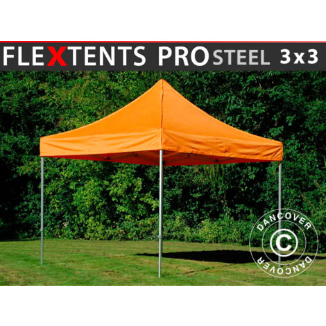 Carpa plegable FleXtents PRO Steel 3x3m Naranja (1/5)