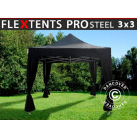 Carpa plegable Carpa Rapida FleXtents PRO Steel 3x3m Negro, incl.