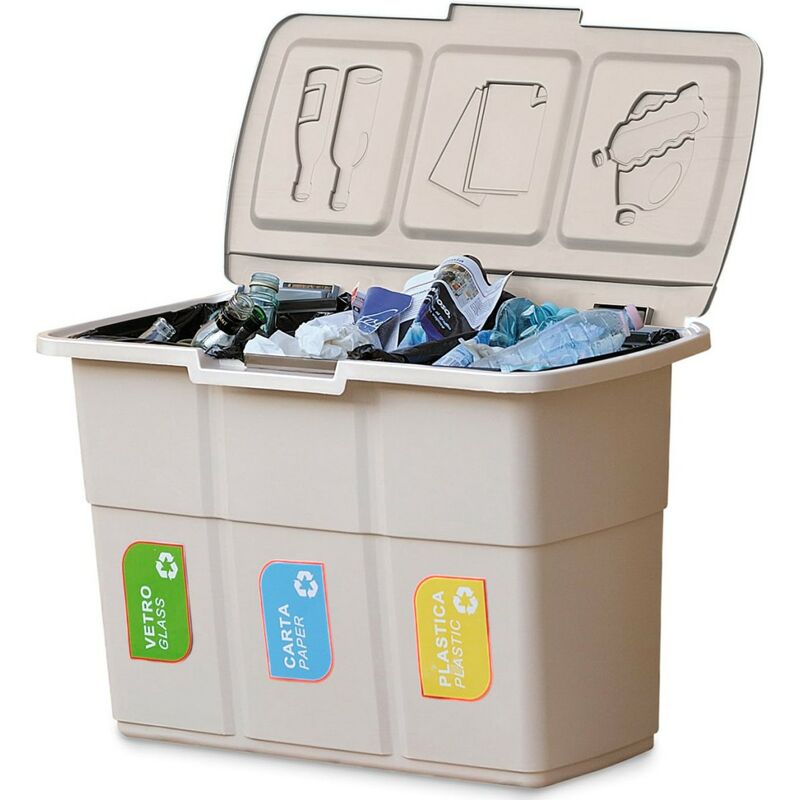 Poubelle De Recyclage étroite 60L Avec Couvercle - Gain De Place - Gris Et Couvercle Coloré - Chabrias Ltd - Neuf