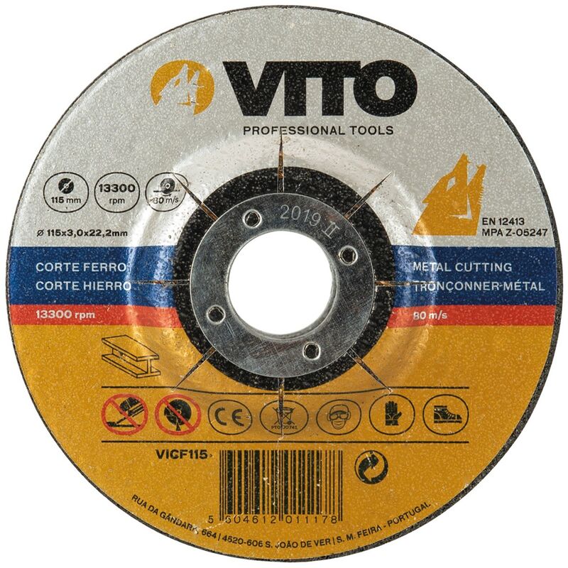 VITO Pro-Power Disque coupe bois et PVC pour Meuleuse 115mm