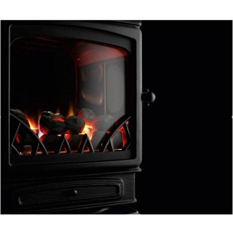 Poêle à gaz - 3,4 kW - Rouge mat - Fonte véritable - Effet poêle à bois