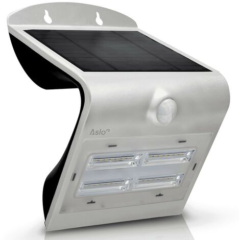 Projecteur Led Mural Solaire 14 x 10.9 x 21.2 cm GRIS Détecteur de mouvements 3.2W 400 Lm ASLO (1/4)