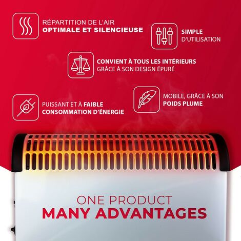 SUPRA Radiateur électrique inertie chaleur douce 2000W Technologie double  coeur