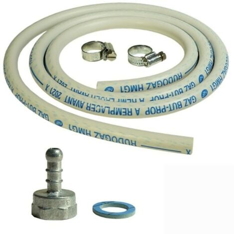 Réchaud gaz portable 3 feux 3450W Blanc laqué Couvercle Plaque de cuisson + Tuyau gaz KEMPER
