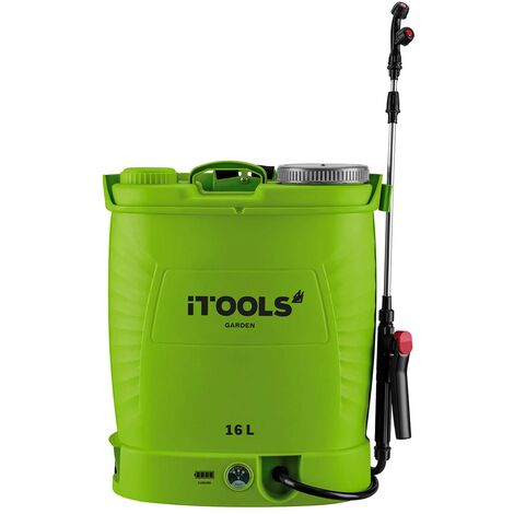 Pulvérisateur électrique à batterie 16L 12V 8Ah – Pression 6 bar – Lance inox télescopique 60-100 cm – Autonomie 3h pour grandes surfaces – Itools