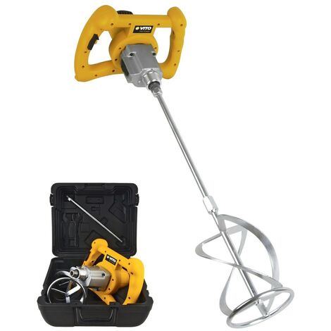 Malaxeur de chantier 1400W Mélangeur à béton Tige 590mm Pale 140 mm Capacité 65L 2 vitesses Coffre de rangement VITO (1/5)