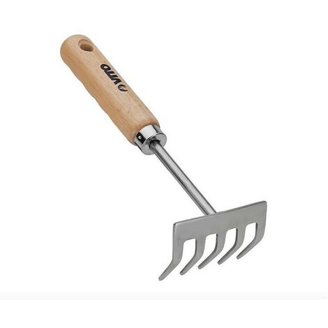 Rateau de jardin 5 dents Manche bois Inox et Fer forgé à la main VITO (1/5)