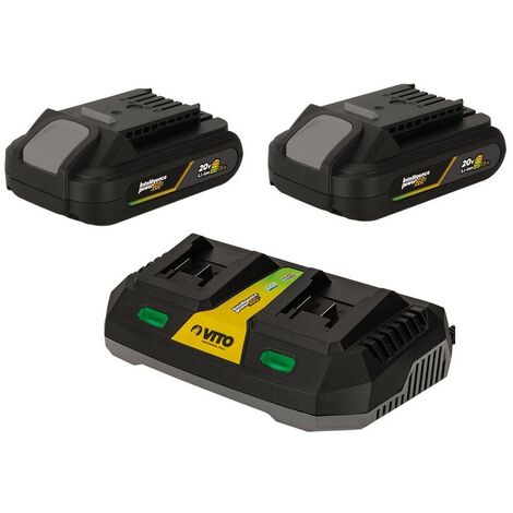 Pack 2 Batteries Lithium 20V 2Ah + Chargeur double Gamme sans fil EGO LI VITO (1/4)