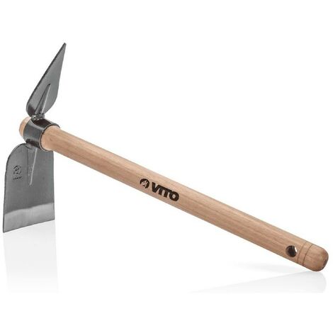 Vito – Houe de jardin double – Manche en bois de hêtre 40 cm – Acier inoxydable et trempé – Forgée à la main pour durabilité