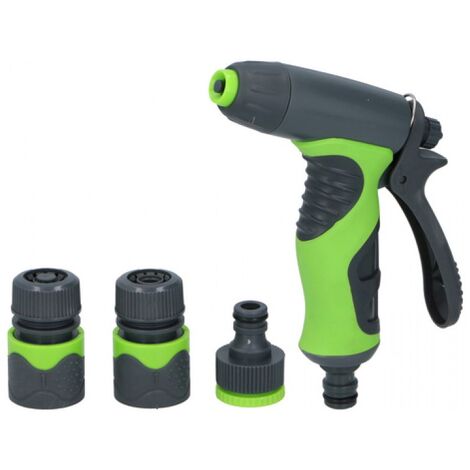 Kit Arrosage 4 pièces Pistolet + 3 raccords 1/2" 8 modes de pulvérisation Poignée softgrip KINZO (1/2)