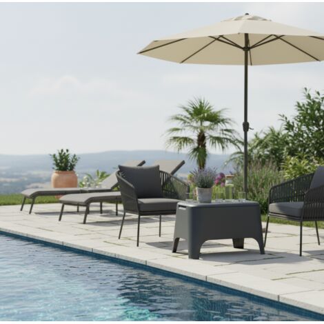 Tavolino Da Esterno Servizio Jack Antracite 59x46 Cm - Design Moderno E Pratico - Foto 6