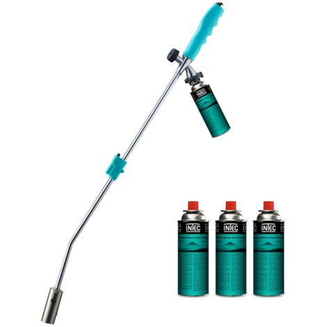 Désherbeur thermique gaz 4 cartouches butane 227g – Flamme jusqu'à 1300°C – Allumage piézo-électrique – Poignée ergonomique – Kz Garden - GAZ 227 GR KZ