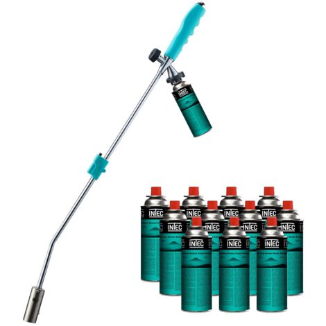 Désherbeur thermique gaz – Flamme jusqu'à 1300°C – 12 cartouches butane 227g incluses – Poignée ergonomique bi-matière – Kz Garden - GAZ 227 GR KZ