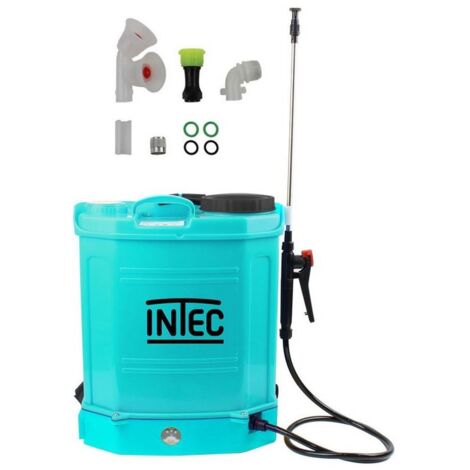 Pulvérisateur électrique à dos 16L – 5 bar – Lance extensible 45-85 cm – 3 buses – Autonomie 4h30 – Pompe à membrane – Intec