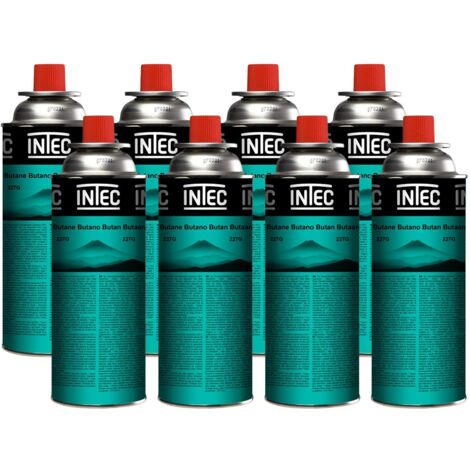 Pack 8 Bouteilles de gaz Butane 227gr Cartouche gaz Camping Compacte Encliquetable Réchaud Desherbeur Barbecue INTEC (1/5)