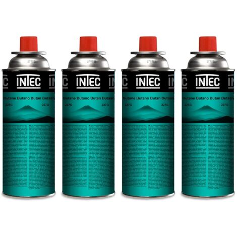Pack 4 Bouteilles de gaz Butane 227gr Cartouche gaz Camping Compacte Encliquetable Réchaud Désherbeur Barbecue INTEC (1/5)