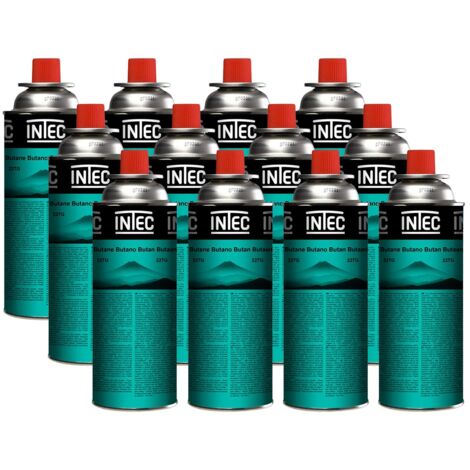 Pack 12 Bouteilles de gaz Butane 227gr Cartouche gaz Camping Compacte Encliquetable Réchaud Désherbeur Barbecue INTEC (1/5)