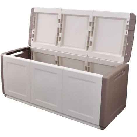 Coffre de rangement 330L Beige/Taupe 138 x 53 x H57cm Poignées de transport polypropylène INTEC (1/4)