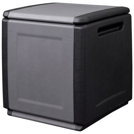 Coffre de rangement 130L Gris/Noir 54 x 53 x H57cm Poignées de transport polypropylène INTEC (1/5)