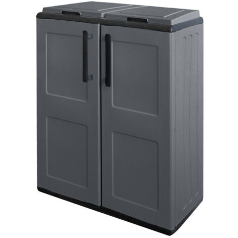 Poubelle de tri sélectif 2 sacs – Meuble mi-hauteur en polypropylène recyclable – Dimensions 68 x 37 x 84 cm – Charnières en acier robuste – Intec - DIM 68 X (1/5)