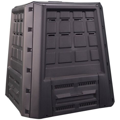 Composteur de jardin 380L Anthracite Déchets verts Couvercle et trappe d'extraction INTEC (1/5)