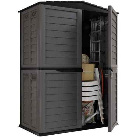 Abri de jardin 2 portes 151 x 83 x H200 cm – Polypropylène durable – Couleur anthracite – Plancher intégré pour protection optimale – Intec (1/5)