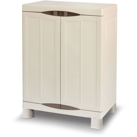 Armoire de rangement 2 portes 2 Etagères 70 x 47 x 97cm 4 pieds Charge 50kg max INTEC (1/5)