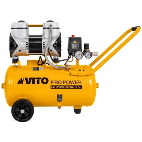 Compresseur à Air Portatif Silencieux 24L 2CV / 1,5 kW Gonfleur Pneus Voiture Chantier Sans huile 8 bar VITO (1/5)