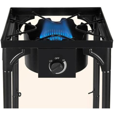 Réchaud à gaz modulable 4 pieds 4.5KW – 3 hauteurs réglables – Allumage piezo – Acier robuste pour extérieur – Dimensions 40 x 40 x H78cm – Intec