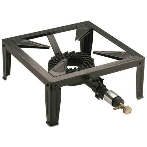 Réchaud à gaz 7.5KW Acier émaillé Bruleur fonte Réchaud Traiteur 4 pieds Cuissons extérieures (1/5)