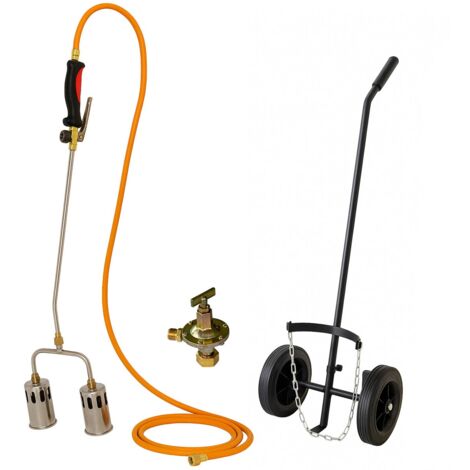 Désherbeur thermique gaz 2 brûleurs 60 mm – Puissance 210 kW – Tuyau 5m et régulateur 0-4 bar – Chariot ergonomique – Intec