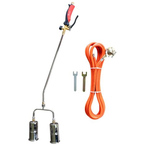 Chalumeau à gaz 2 Bruleurs Ø 60 mm Turbo Détendeur gaz 4.0 bar Tuyau 5m INTEC