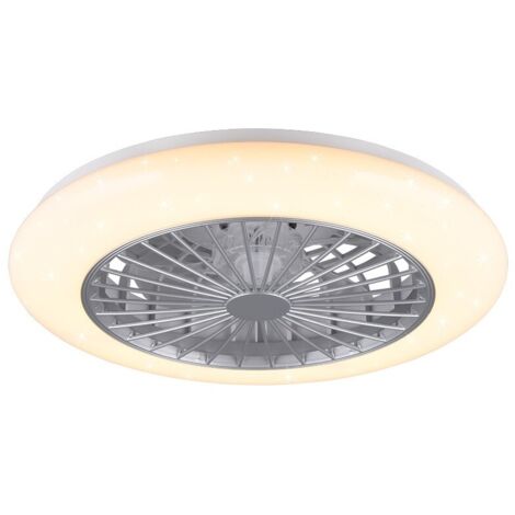 Ventilateur de plafond LED 30W Ø50cm – Éclairage dimmable 3000K-6500K – Télécommande – 3 vitesses silencieuses – Effet ciel étoilé – Reality Leuchten